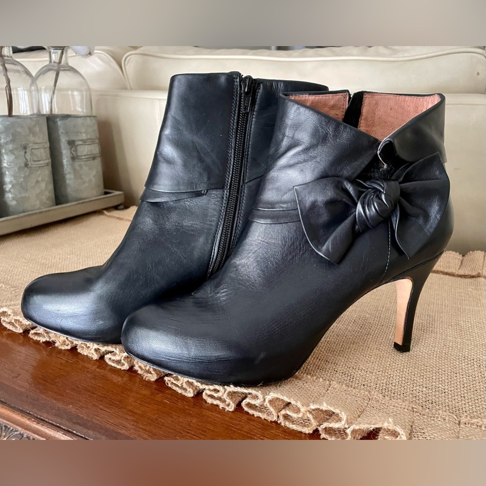 Corso Como Black Ankle Boots with Bow, Size 9M